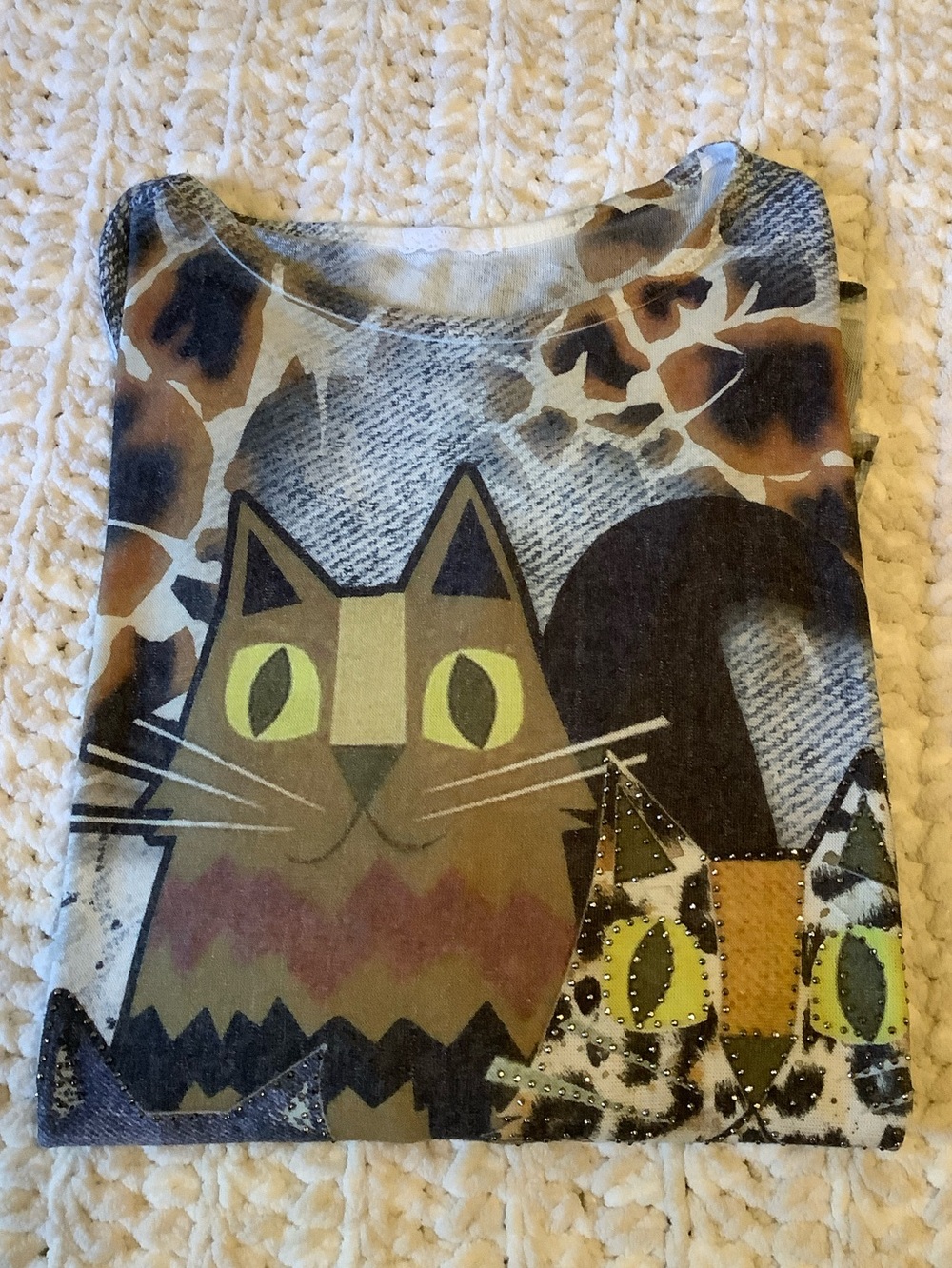 Cat Print Cozy Pullover Sweater -One Size